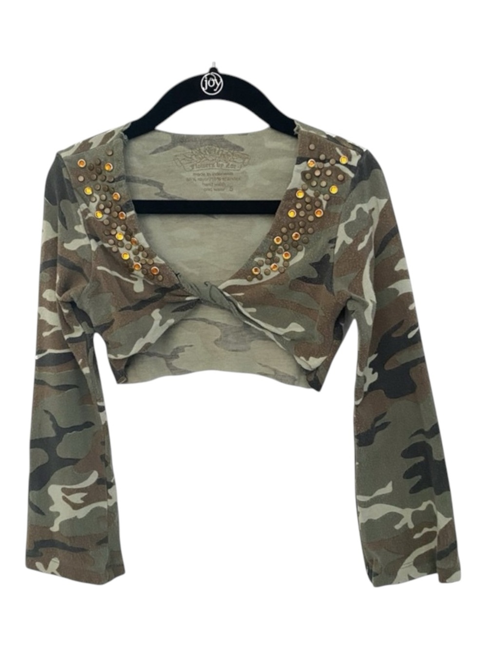 Flowers by Zoe ꕥ Camo Print Crystal Shrug Jacket Top ꕥ Army Green Camo ꕥ 5 5T - Picture 4 of 16